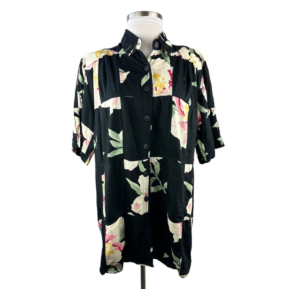 Vtg 90s We Be Bop Floral Tunic Patchwork Colorful Art to Wear Retro Plus Size 1X - Picture 13 of 13